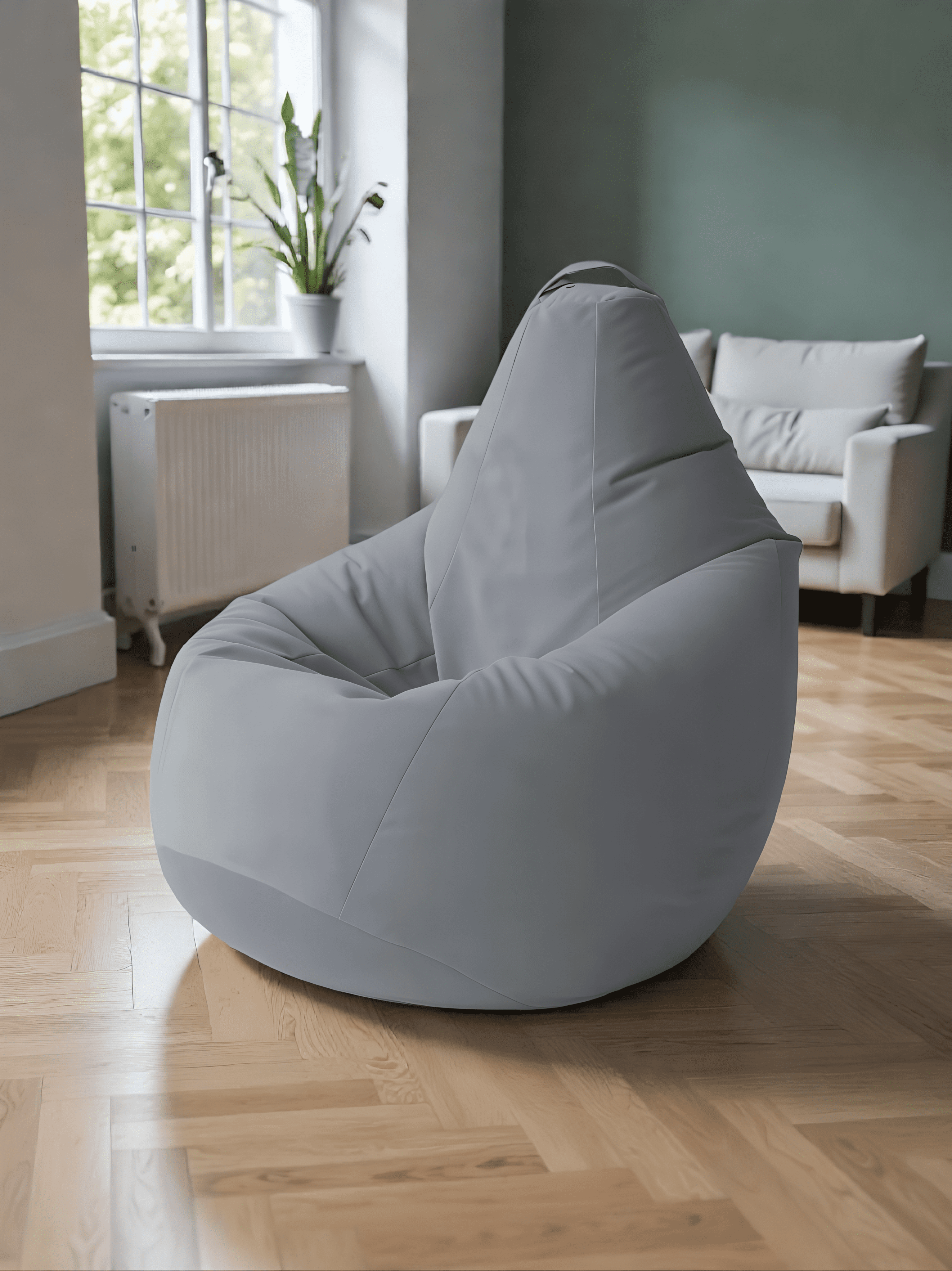 Кресло-мешок «Груша» – микровелюр, цвет сталь.
