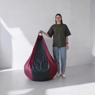 Кресло-мешок «Груша-Kombo» – оксфорд 210 основной цвет Бордовый вставка Графит