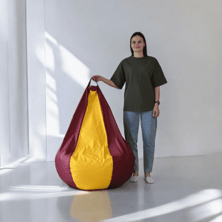 Кресло-мешок «Груша-Kombo» – оксфорд 210 основной цвет Бордовый вставка Жёлтый