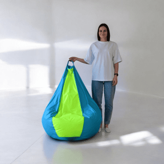 Кресло-мешок «Груша-Kombo» – оксфорд 210 основной цвет Небесный вставка Неон