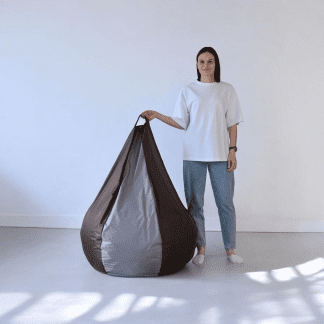 Кресло-мешок «Груша-Kombo» – оксфорд 210 основной цвет Шоколад вставка Серебро