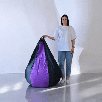 Кресло-мешок «Груша-Kombo» – оксфорд 210 основной цвет Чёрный вставка Лаванда