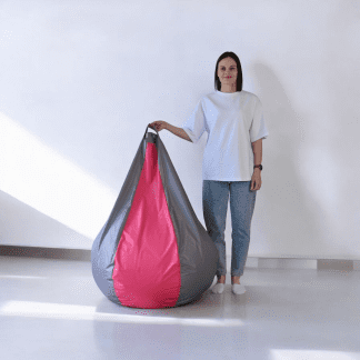 Кресло-мешок «Груша-Kombo» – оксфорд 210 основной цвет Серый вставка Фуксия