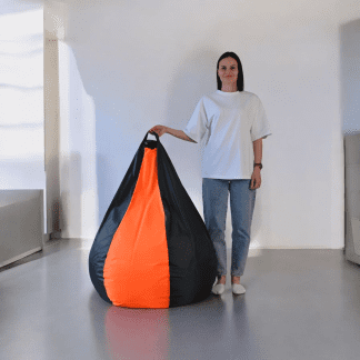 Кресло-мешок «Груша-Kombo» – оксфорд 210 основной цвет Чёрный вставка Оранжевый