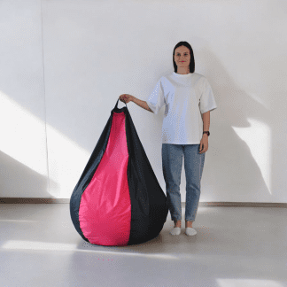 Кресло-мешок «Груша-Kombo» – оксфорд 210 основной цвет Чёрный вставка Фуксия