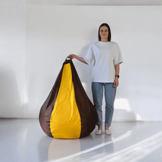 Кресло-мешок «Груша-Kombo» – оксфорд 210 основной цвет Шоколад вставка Желтый