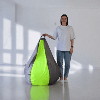 Кресло-мешок «Груша-Kombo» – оксфорд 210 основной цвет Серебро вставка Неон