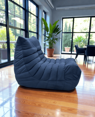 Бескаркасное кресло "Француз" 1-м., ширина 90см. цвет темно-синий, ткань микровелюр.